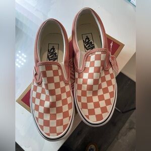 VANS classic slip-on. Checkerboard rose dawn/white. Women’s size 6. Brand new.